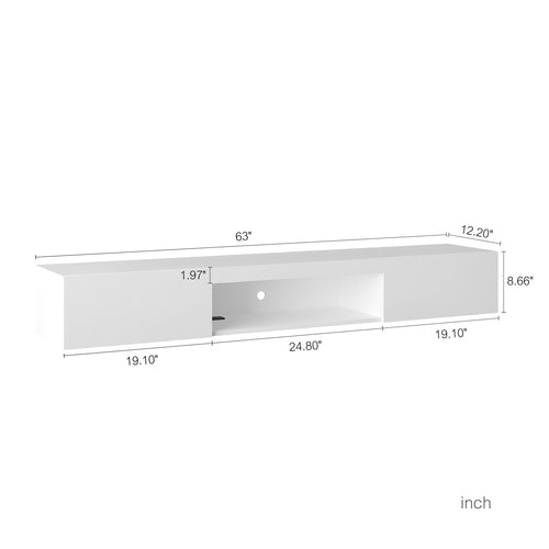 LumiWall™ – Floating TV Wall Shelf with 16-Color LED Lights for 55–65"